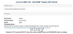 2010-2012 BMW 740I ABS PUMP / Module UNIT 6785442