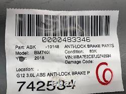 2016-2019 Bmw 740i G12 3.0l Abs Anti-lock Brake Pump Control Module 34516889210
